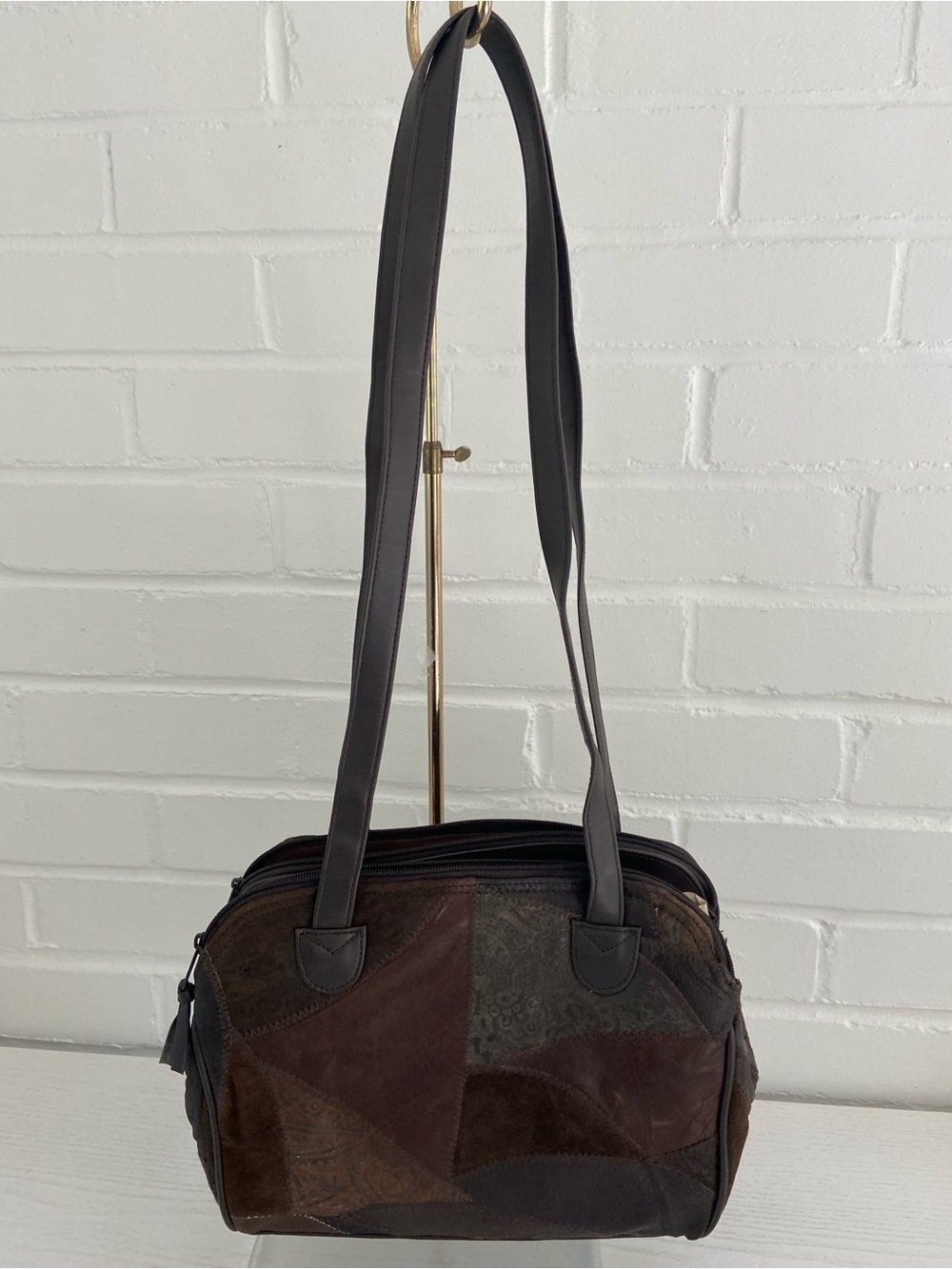 new with tags classic retro vintage brown leather shoulder purse from kmart